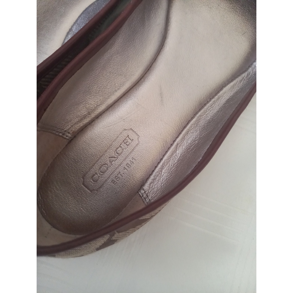Coach Brown Leather Flats with Gold Hardware - Picture 3 of 7